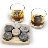 Granite Whiskey Chilling Stones with Hardwood Tray and Tumblers